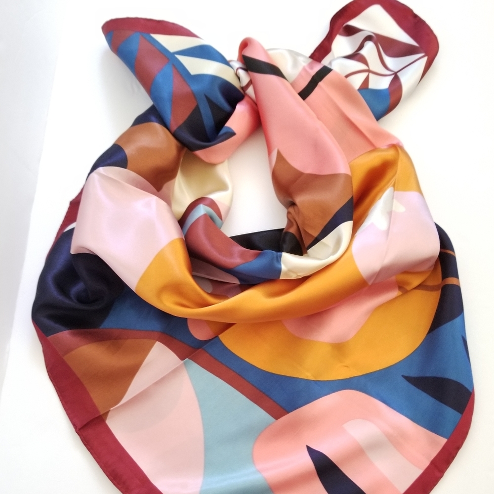NWOT Large Multicolor Square Scarf - Picture 3 of 5